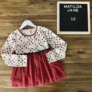 Matilda Jane Just Imagine Ronnie Long Sleeve Polka Dot Tulle Pink Red Knit Top